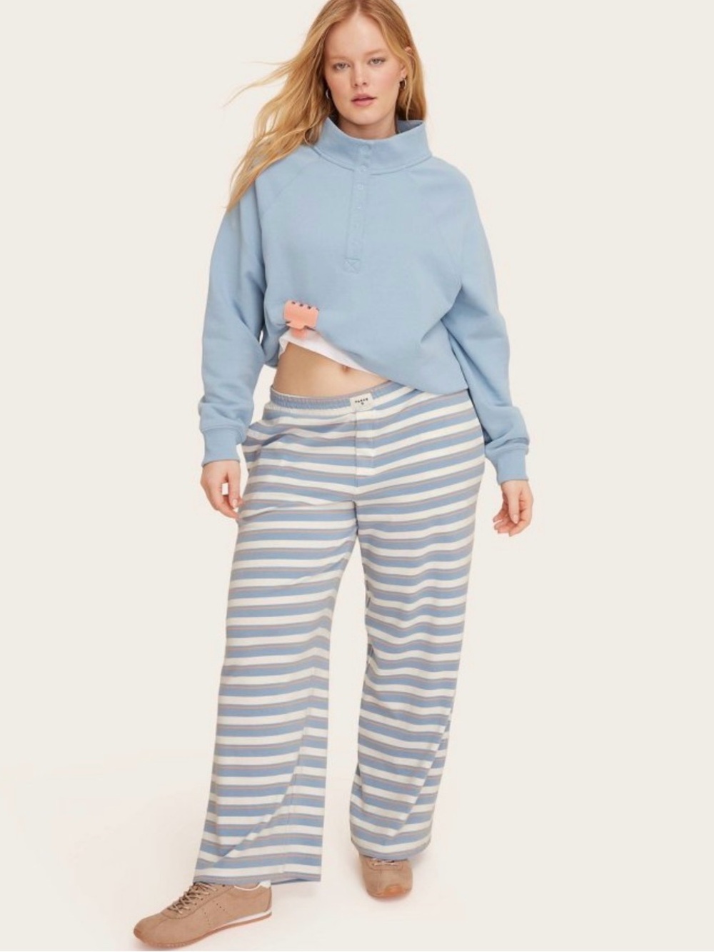 PARKE Light Blue Mock-Neck Button Pullover